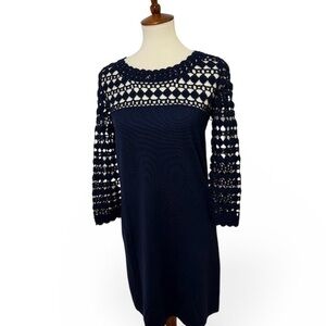 Lilly Pulitzer Kariana Crochet Navy Women's Wool Dress